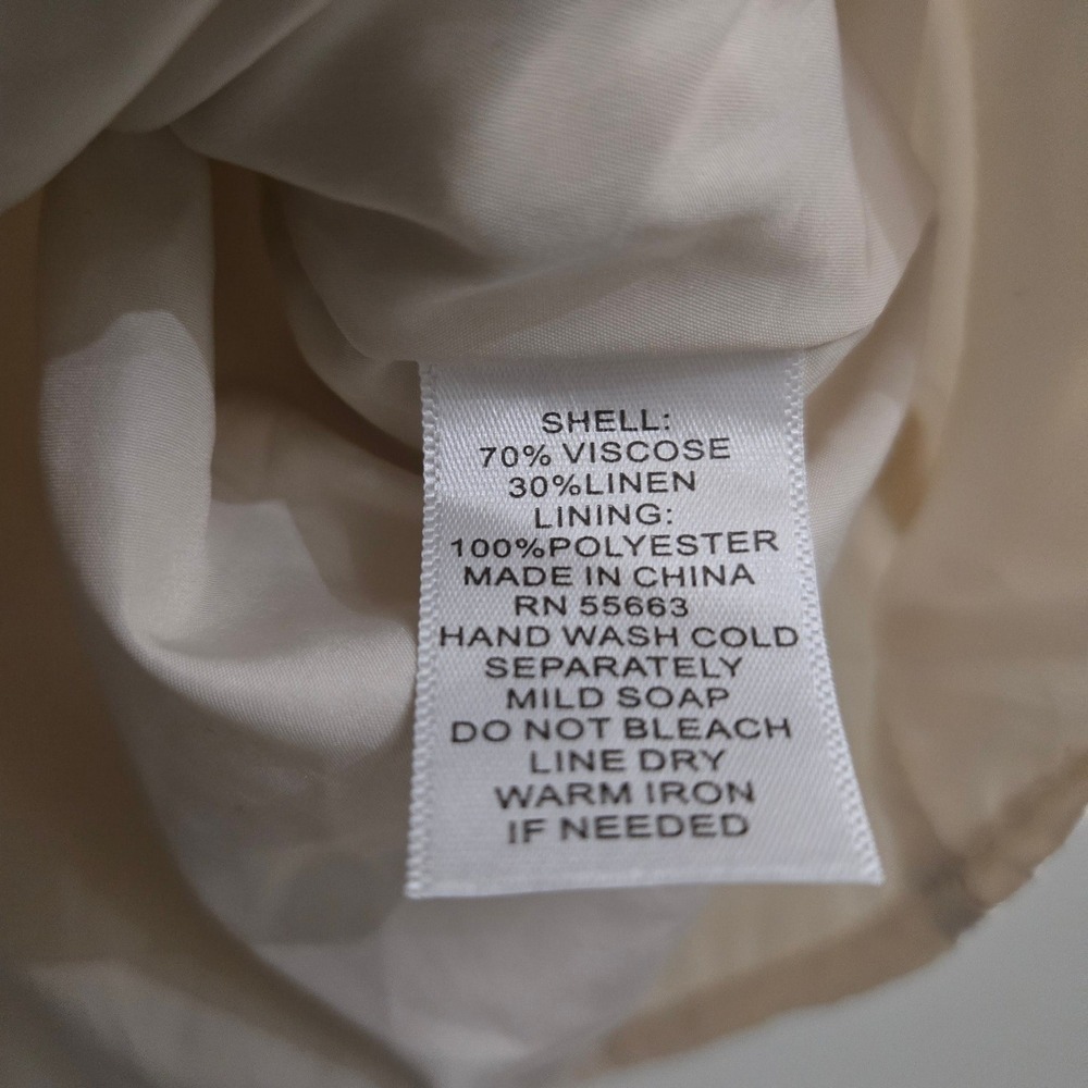 Cynthia Rowley Palm Tree Embroidered Linen Blend Dress Womens Medium Cream NEW - Picture 3 of 11